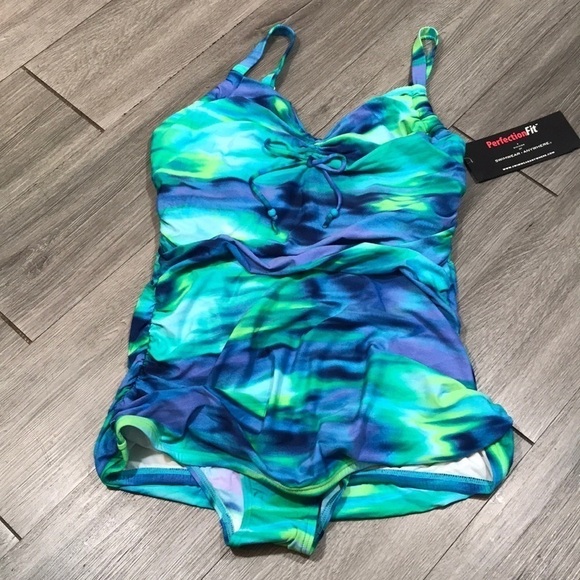 COCO REEF 36DDD Water Color Waves 1-Piece Adjustable Strap Swimsuit - Picture 1 of 10